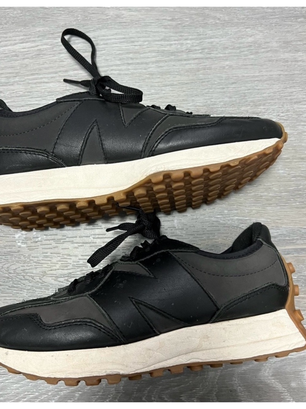 New Balance 327 Women's Black Sneakers with Cream and Gum Soles